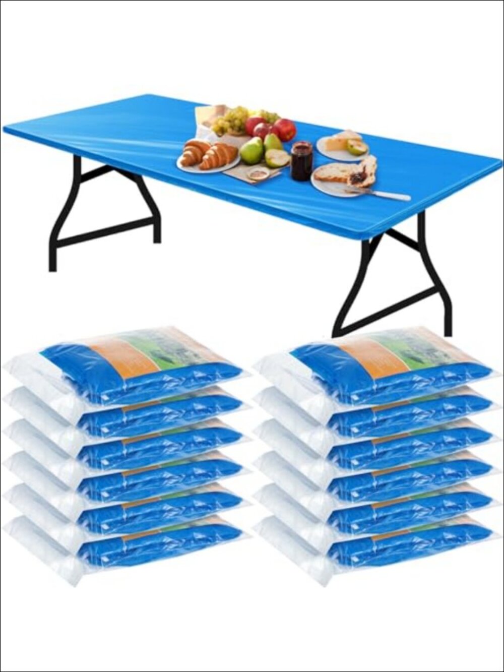 12 Pack Plastic Fitted Tablecloths 6 Ft Elastic Rectangle Table Covers